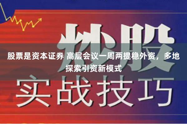 股票是资本证券 高层会议一周两提稳外资，多地探索引资新模式